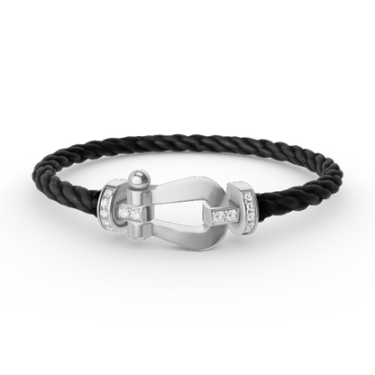 [Vicky]FORCE LARGE HORSESHOE HALF DIAMOND BRACELET SILVER