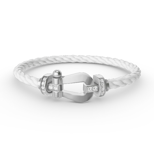 [Vicky]FORCE LARGE HORSESHOE HALF DIAMOND BRACELET SILVER