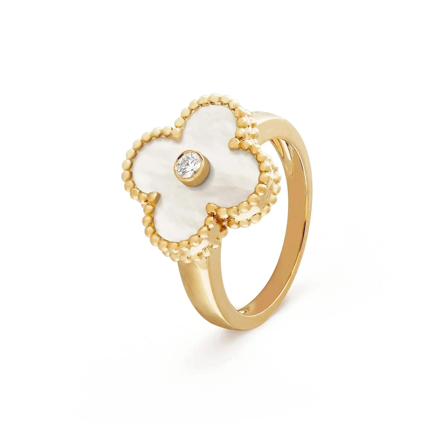 [Vicky]CLOVER PINK MOP RING GOLD DIAMOND