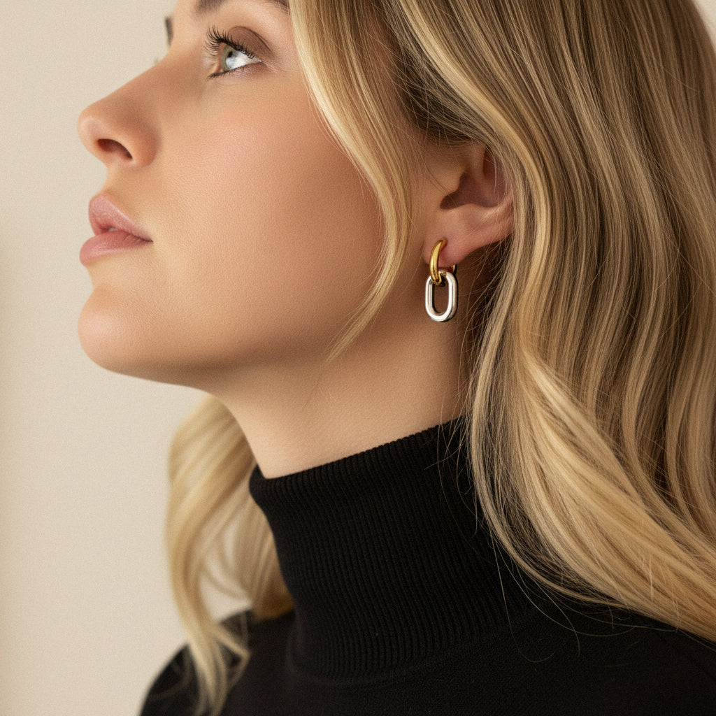 [Royal Vicky]Pippa Two Tone Double Hoops